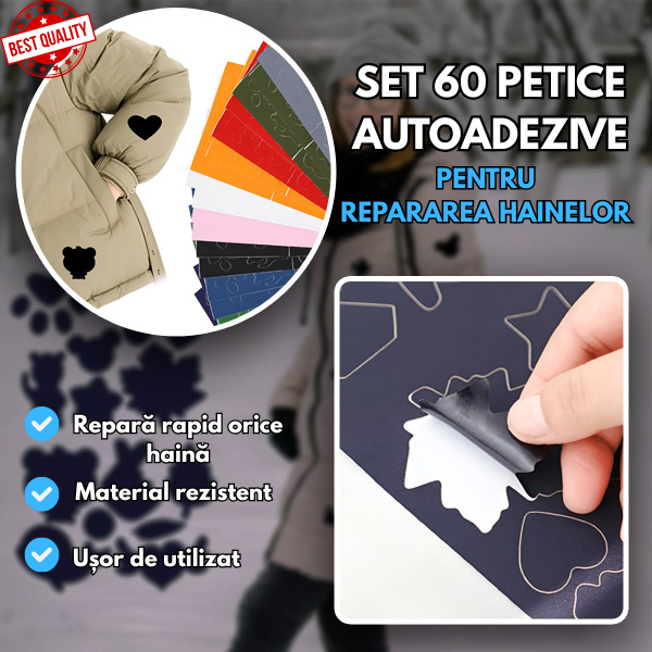 Petice autoadezive pentru repararea hainelor - Set de 60 bucăți