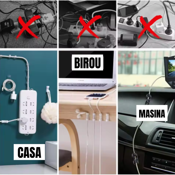 Set 20 Suporturi Autoadezive pentru Organizarea Cablurilor