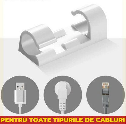 Set 20 Suporturi Autoadezive pentru Organizarea Cablurilor