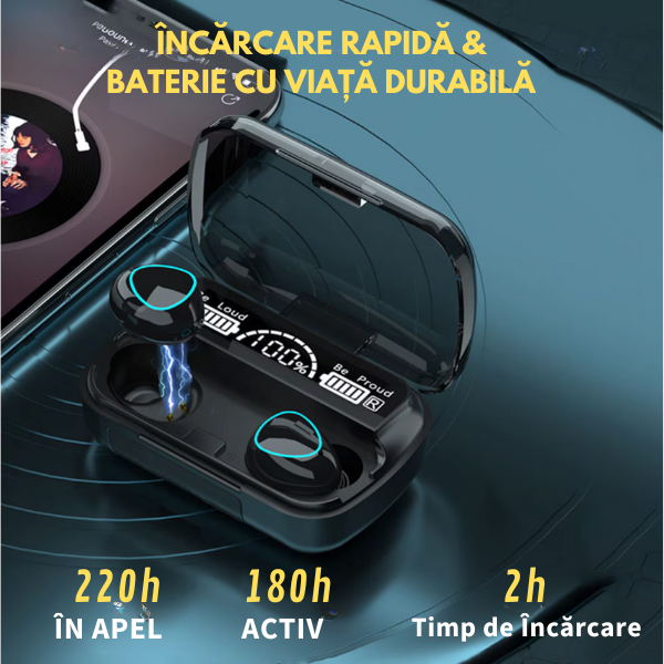 Casti Wireless TWS M10, Microfon, Display Digital, Waterproof